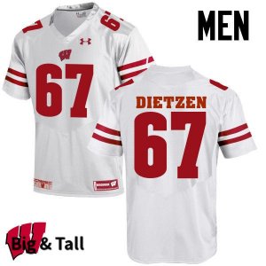 Men's Wisconsin Badgers NCAA #67 Jon Dietzen White Authentic Under Armour Big & Tall Stitched College Football Jersey GC31Q10NJ